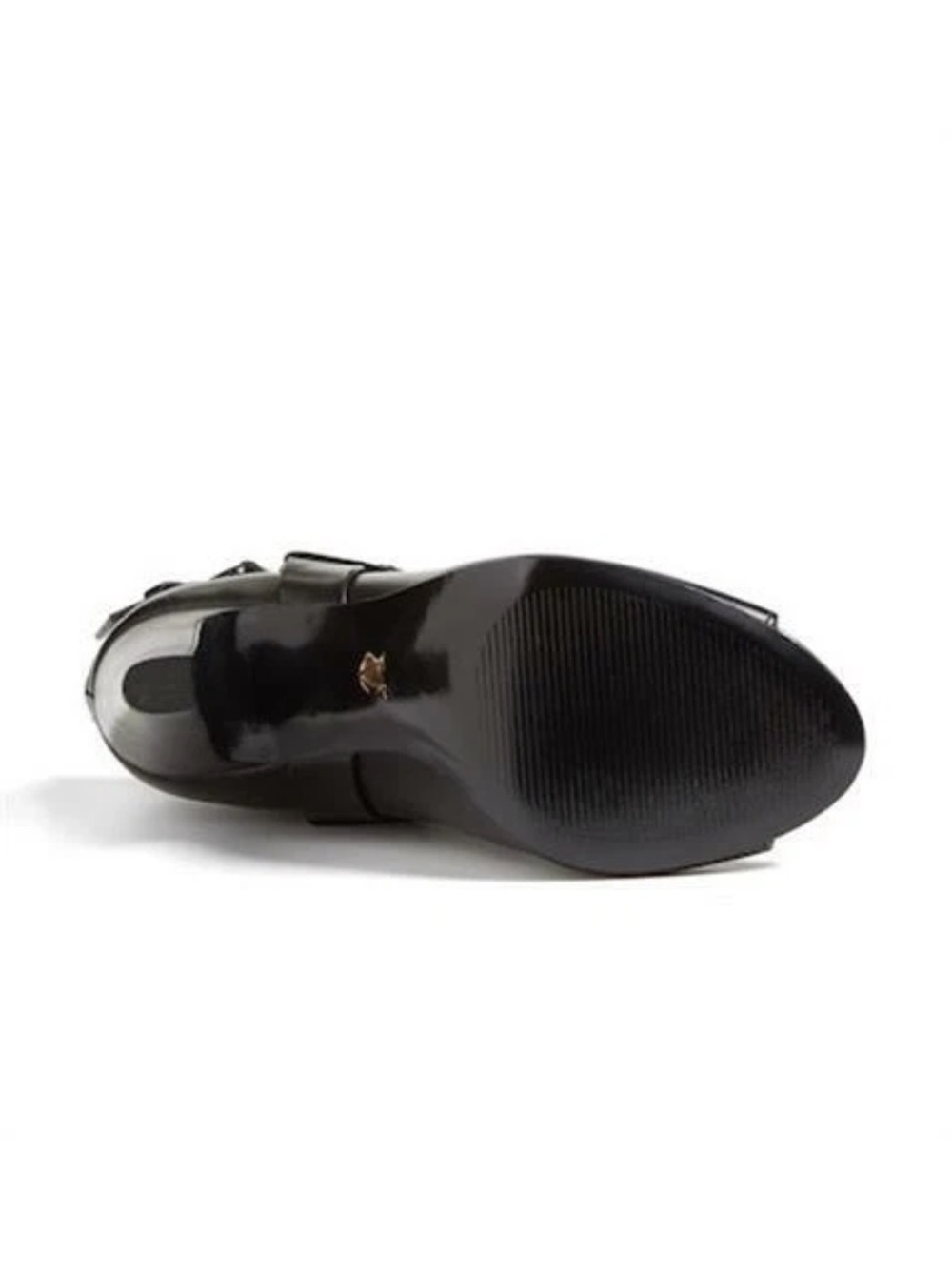 Vince VC Black Leather Ankle Booties Buckle  Peep-Toe Detail Made in Brazil - Picture 6 of 6